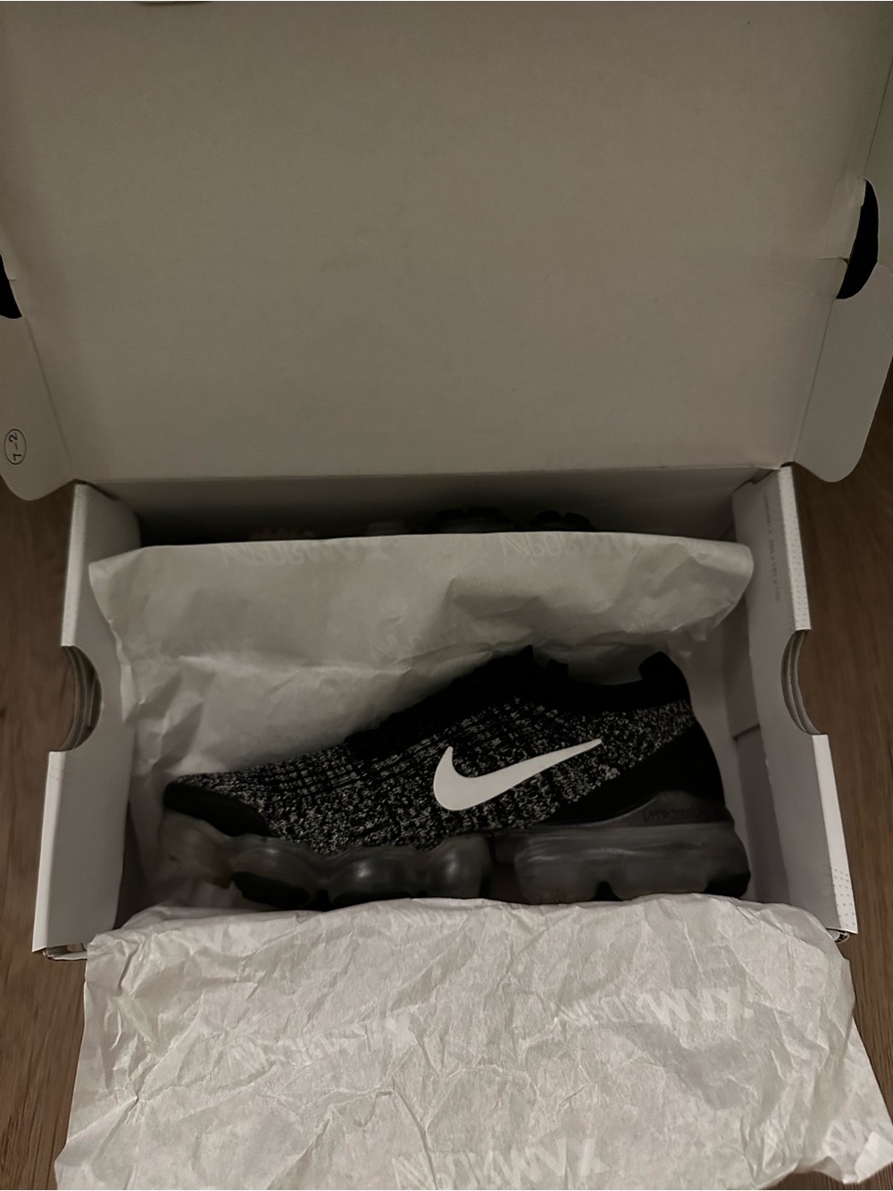 Nike Kids Black and White Flyknit VaporMax Sneakers